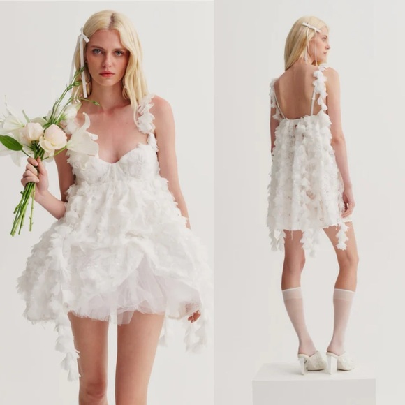 NWT For Love & Lemons Bellatrix Mini Dress Bridal - Picture 5 of 10